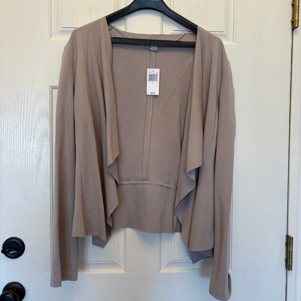 NWT HYFVE Size L taupe Business Casual Open Cardigan Blazer